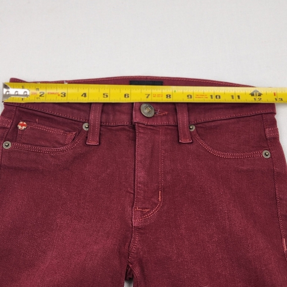 Hudson Made In USA Super Skinny Maroon Distressed Jeans - Picture 6 of 12